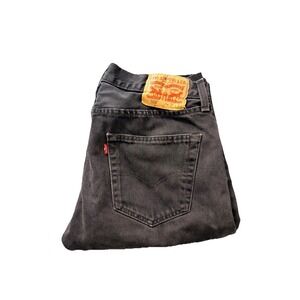Levis 501 Jeans Mens 31x34 Black Wash Button Fly Straight Leg Denim